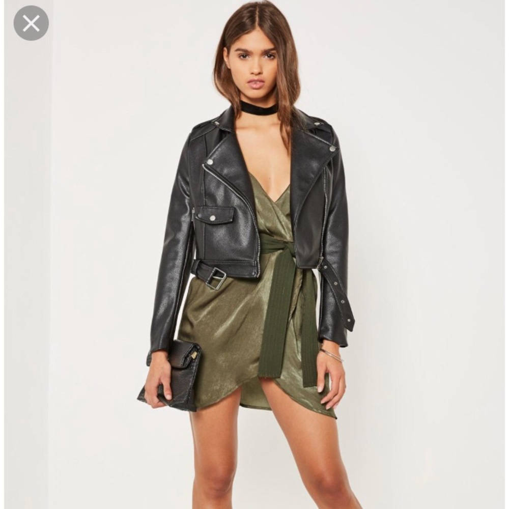 Green wrap dress misguided